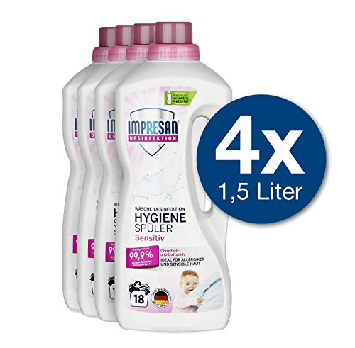 Impresan Hygiene-Spüler Sensitiv: Wäsche Desinfektion ohne Duft- und Farbstoffe – Hygienespüler - 4 x 1,5L