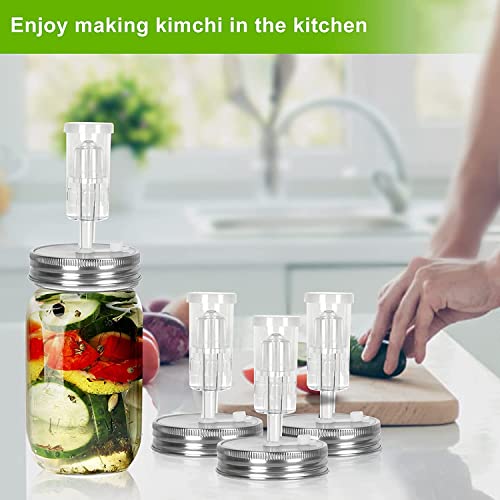 Fermentation Kit-4 Glass Fermentation Weights,4 Fermenting Lids,4 Airlocks,4 Silicone Rings,5 Silicone Grommet For Wide Mouth Mason Jar For Sauerkraut,Vegetables And Other Fermented Food #TOP4