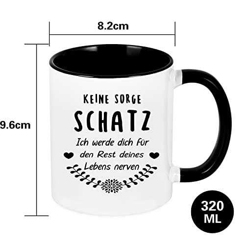 Tazza con scritta in lingua tedesca Keine Sorge
