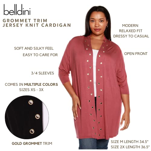 Women's Cardigan Long Open Front Knit Cardigan With Gold Grommet Detail #TOP1