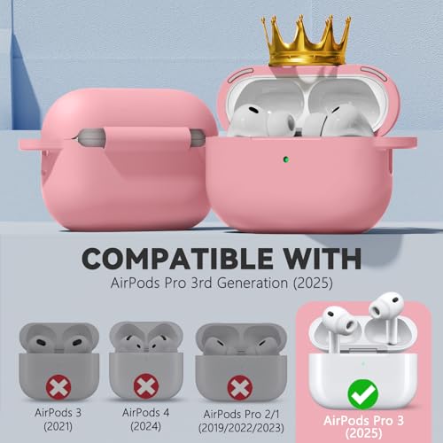 Image of Ljusmicker for AirPods Pro 3 Case 2025 with Cleaner Kit,Soft Silicone Protective Cover for Apple AirPods Pro 3rd Generation Cases for Women Men,for AirPod Pro 3 Cover with Keychain-Magnetic Pink