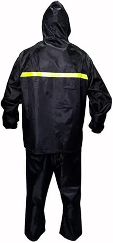 Capa de Chuva Motoqueiro Conjunto Jaqueta e Calça em Pvc com Faixas Refletivas e Capuz Impermeavel (