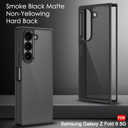 Image of TheGiftKart Ultra-Hybrid Sleek Armor Back Cover Case for Samsung Galaxy Z Fold 6 5G | 360 Protection | Smoke Black Matte Hard Translucent Back Cover Case for Samsung Z Fold6 (PC & TPU, Black Bumper)