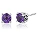 Scroll Design 1.50 Carats Amethyst Round Cut Stud Earrings Sterling Silver
