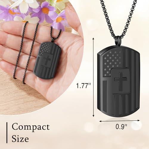 Flag Tag Urn Necklace for Ashes Cross Tag Cremation Jewelry for Ashes Stainless Steel Ashes Necklace for Women Men3