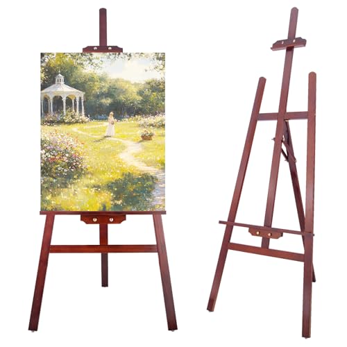 Image of Falling in Art Adjustable Wooden Easel Stand for Painting&Display, Brown