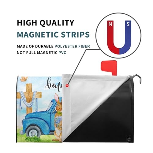 Image of Happy Easter Bunny Mailbox Covers - Magnetic Spring, Standard Size 18'x21', Waterproof Mail Wraps for Post Letter Box, Outdoor Decorations
