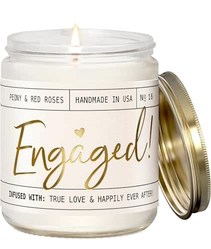 Engagement Gifts, Engagement Gifts for Couples -'Engaged!' Soy Candle, w/Champagne On Ice I Engagement Gifts for Couples I Fiance Gifts for Her I Engaged Gifts for Her I 9oz Jar, 50Hr Burn, USA Made - View 2