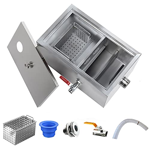 PROPFE Grease Interceptor, Stainless Steel Grease Trap Interceptor with Removable Baffles Waste Oil-Water Separator Under Sink Grease Trap for Restaurant Factory Home Kitchen (Size : 40x25x23cm)