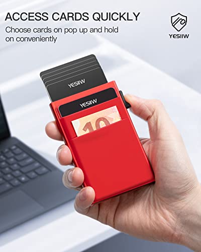 Image of YESIIW Credit Card Holder Wallet for Men RFID Blocking Slim Minimalist Metal Wallet with Money Pocket Contactless Card Protector