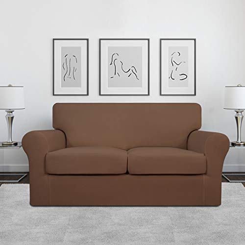 Image of Easy-Going 3 Pieces Stretch Loveseat Couch Cover for 2 Cushion Washable