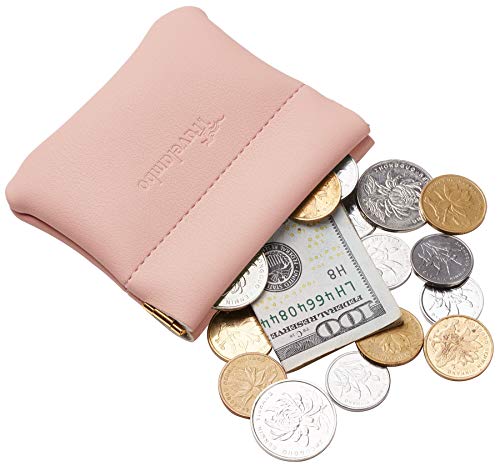Image of Travelambo Leather Squeeze Coin Purse Pouch Change Holder for Men & Women