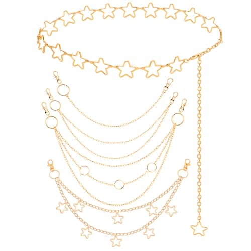 Chain Belt, 5 Pcs Waist Chain for Jeans Pants Pocket Purse Chains Y2k Belt Punk Accessories, Body Belly Chains for Women Men