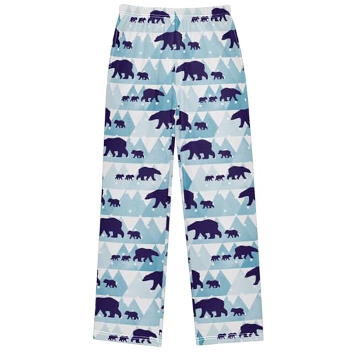 Boy's Pants Winter Polar Bear Mother Child Jogger Pants Elastic Waist Long Bottoms Trousers with Pockets 6-14 Years