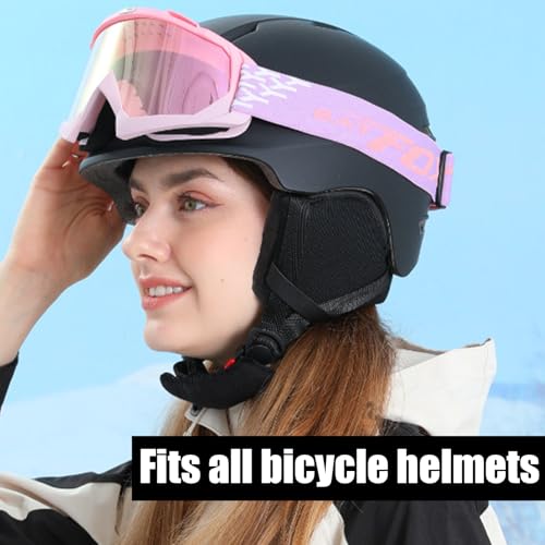 Ohrenwärmer Fahrradhelm,Ohrenschützer Wind,Ohrenschützer Fahrrad,Geeignet für Alle Helme,Anti-Windgeräusche,Geeignet für E-Bikes und Speed-Pedelecs (Schwarz)