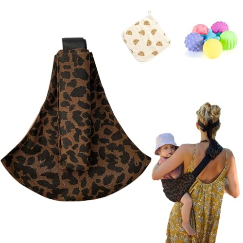 Babytragetuch, verstellbare Babytrage, verstellbare Tragetasche, einfache Kleinkindtrage, bequeme Babytrage, Babytrage, Wickeltuch für Neugeborene bis 3-36 Monate (Leopard)