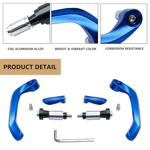 JCSUMRID Universal Brake Clutch Lever Guard CNC Aluminum 7/8" 22mm Motorbike Motorcycle Handlebar Hand Guard Lever Protector Accessories(All Blue) by JCSUMRID - Used condition - Image 2