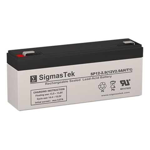 SigmasTek SP12-2.9 - 12V 2.9AH F1 SLA Battery - Replaces: PS-1229-F1, PM1229, RB1229, CP12-2.6 Cover