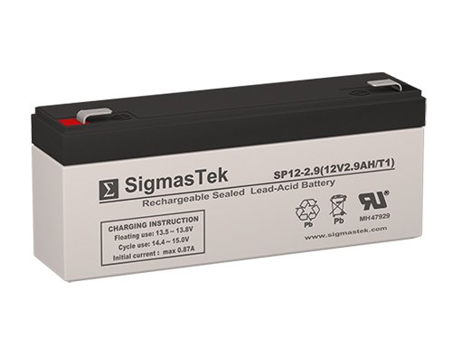 SigmasTek SP12-2.9 - 12V 2.9AH F1 SLA Battery - Replaces: PS-1229-F1, PM1229, RB1229, CP12-2.6