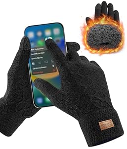HIYATO Gants Homme Femme Hiver, Gants Tactiles Thermiques en Maille