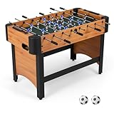 Goplus Foosball Table, 47' Competition Full Size Soccer Game Table with 22 Players, 2 Balls, Home Arcade Football Table Set for Adults, Family Nights, Game Rooms, Parties (Natural)