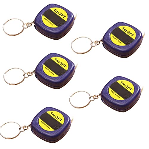 GGOOD Bandmaß Schlüsselanhänger Mini-Maßbänder mit stabilem Schiebeverschluss Metric und Zoll-Skala Maßband für Home Office zufällige Farbe 5 PC Schuhtasche Zubehör Cover