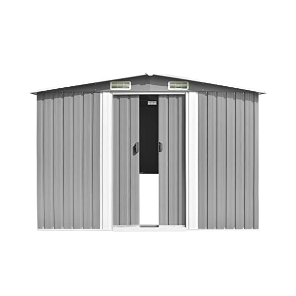 Geräteschuppen mit Schiebetür, 257x580x181 cm Garden, ShedGeräumiges Gartengerätehaus mit Fundament | Metall Gerätehaus… – Bild 3