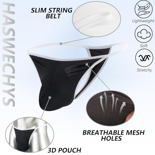 Men's Thongs and G-strings Sexy T-Back Underwear Micro Thong with Pouch Low Rise Bikini Briefs3