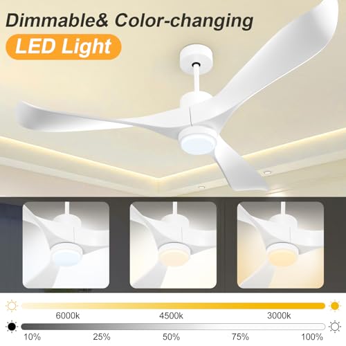 Baotree 52" Smart Ceiling Fan with Lights & Remote - Flush Mount, WiFi/App/Alexa/Google, Solid Wood, Dimmable Reversible Fan for Bedroom/Living Room by Baotree - Used condition - Image 4