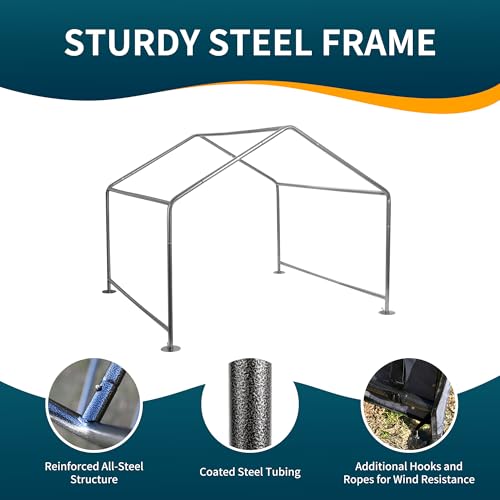 Dog Tent Outdoor, Extra Large Dog House Outside, Big Dog Shade Shelter Waterproof Weatherproof Doghouse Canopy with Ground Nails, Sun Rain Cover for Pet Cat Livestock, 4'x 4'x 3.3', Gray - Image 6
