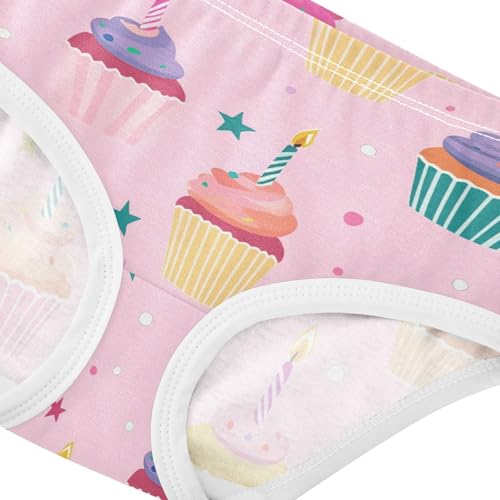 Wusikd Cute Cupcakes Girls' Underwear Cotton Pink Girls Briefs Soft Toddler Underwear 2T4