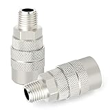 GASHER 2PCS 1/2-Inch Male Industrial Coupler,1/4 Basic Flow Quick Connect Air Coupler
