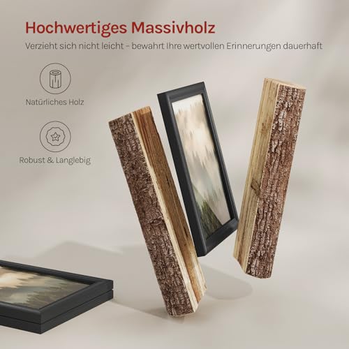 WOLTU Bilderrahmen 20x30, 5er set, Massivholz Fotorahmen mit Passepartout – Ansicht 5