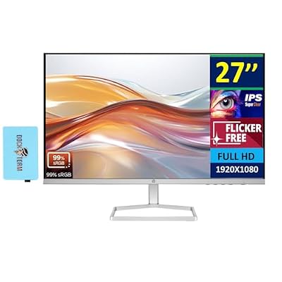 HP Series 5 527sw 27 300 nits IPS FHD Monitor Replaces M27FW Adjustable Tilt, Flicker Free, Anti-Glare, Ultra-Thin, Low-Blue Light Filter, 1x HDMI, WhiteSilver wDKZ Hub USB Port Expander