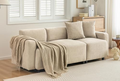 Yihomfy Canapé d'angle, Canape Dangle Convertible avec Canapé 3 Places avec méridienne, Canapé d'accueil Moderne Blanc pour Salon (Beige B)