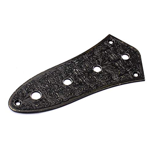 Artibetter 4-Hole Jazz Bass Control Plate Vintage Alloy Jazz Bass Parts (Black) #TOP3