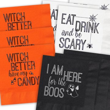 Spooktacular Halloween Beverage Cocktail Napkins - Set Of 30 Assorted Paper Napkins With Foil Designs #TOP5