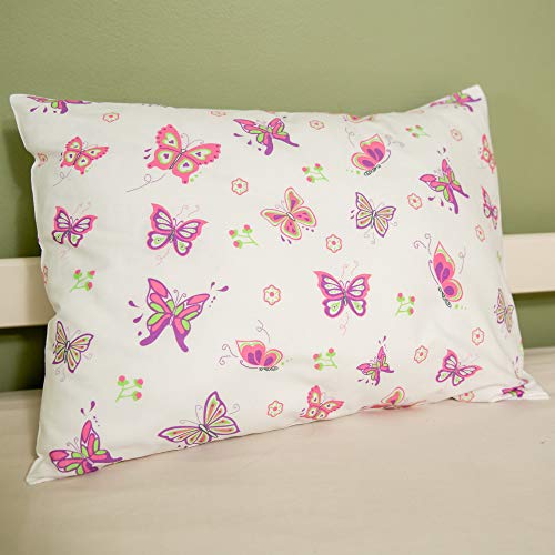 Image of Toddler Kids Pillowcase for Boys and Girls - Butterfly /Butterflies 13 x 18 - shrinks to fit - 100% Cotton - Naturally Hypoallergenic and Soft - Designed in USA - Machine Washable