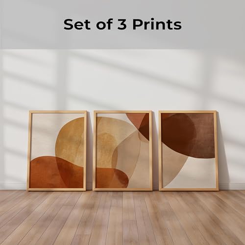 Tableaux abstraits beiges triptyque décoration murale neutre 30x40 - 2