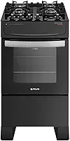 Fogão 4 bocas Atenas Glass preto com mesa de vidro