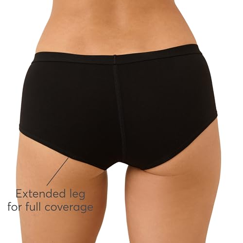 Image of Pact Women's Organic Cotton Boy Shorts Underwear, Full Coverage Low Rise Panties, 2 Pack
