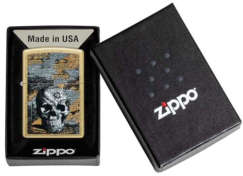 Image of Zippo Floral Skull Design Street, Brass, Pocket Fuel Windproof Premium Lighter (BIS Certified)