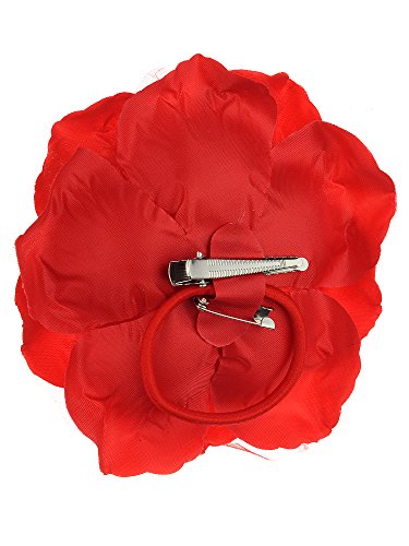 Image of Women's Multifunction Rose Flower Sheer Petal Brooch Pin Hair Tie Clip