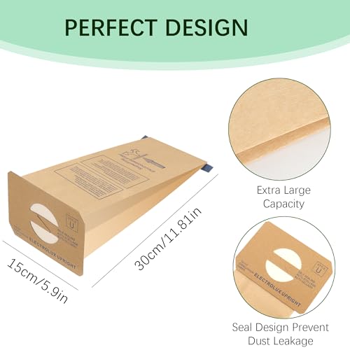Image of 6 pack Upright Style U Vacuum Cleaner Bags made to fit for Electrolux