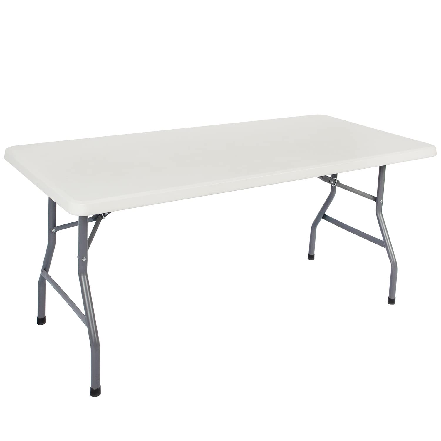 5ft (152CM x 75CM) Heavy Duty Plastic Folding Table, Picnic table, Camping table, Garden Table, Outdoor Diner, BBQ table. (White, 6FT (180cm x 75cm) Table)