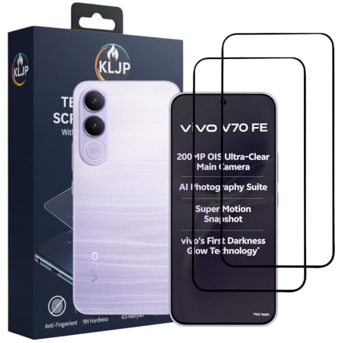 Image of Premium Tempered Glass Screen Protector Compatible for Vivo V70 FE 5G Black (Pack of 2) with Edge-to-Edge Coverage and Easy Installation kit