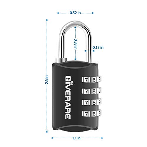 GIVERARE 4 Pack Combination Lock, 4-Digit Padlock Keyless, Resettable Luggage Locks for Backpack, Gym & School… - Image 7