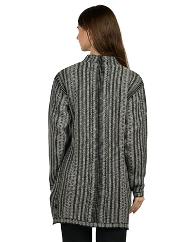 Image of LADYWILLINGTON Women Woolen Long Coat Warm Fabric Cardigan Winter Wear Pure Wool Thick Sweater For Women 100% Rainbow Wool Free Size Cotty With Side Pockets
