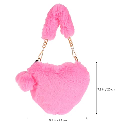 Plush Heart Shaped Purse Heart Shaped Bag Heart Crossbody Bag Fuzzy Handbag for Girls Women (Red)3