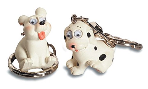 Porte clés figurine chien rigolo en lot de 2 pour vos clés